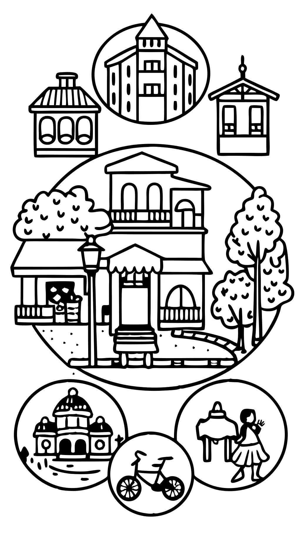 coloring pages of towns